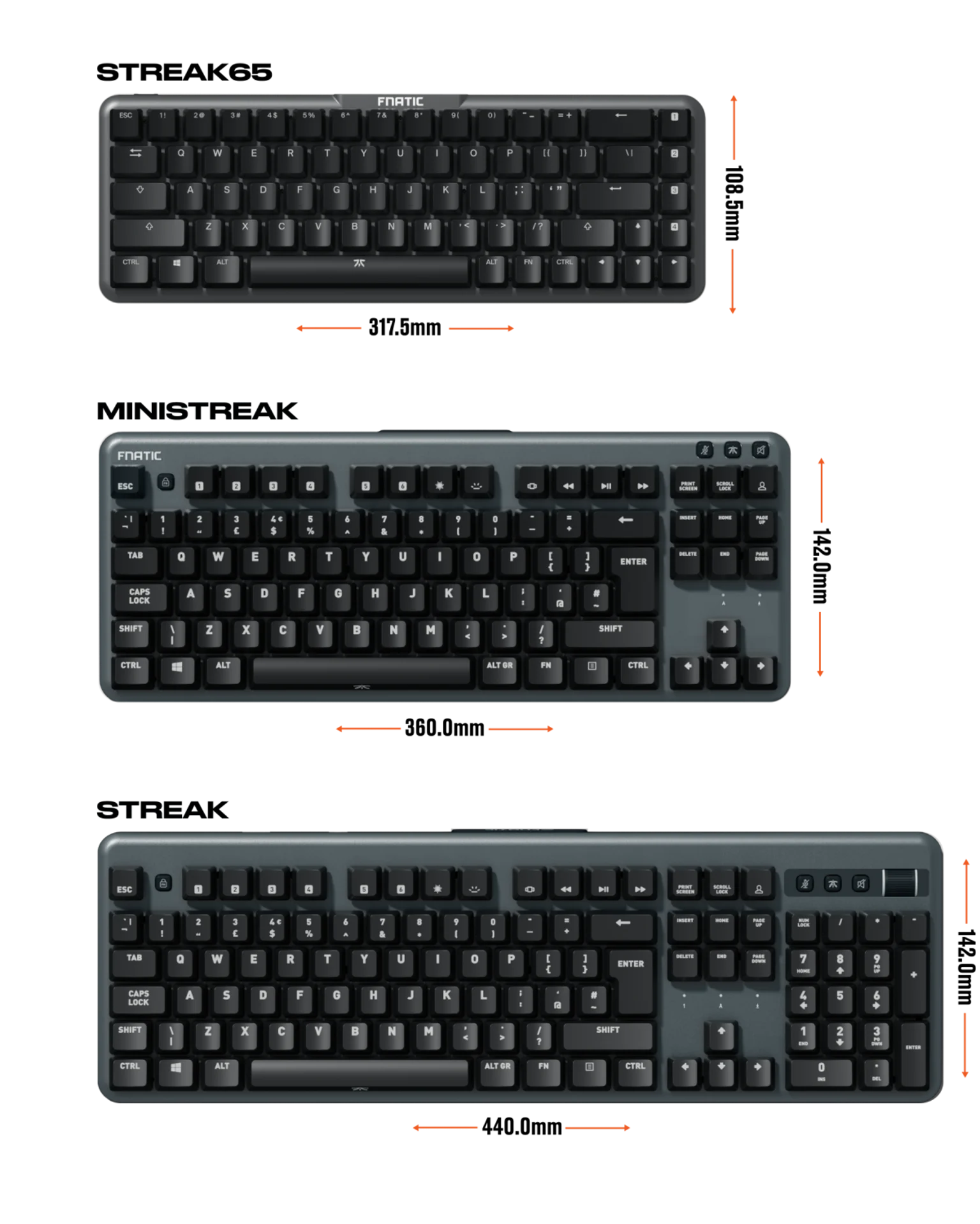 Fnatic Streak65 - Compact, Low Profile, Mechanical Gaming Keyboard