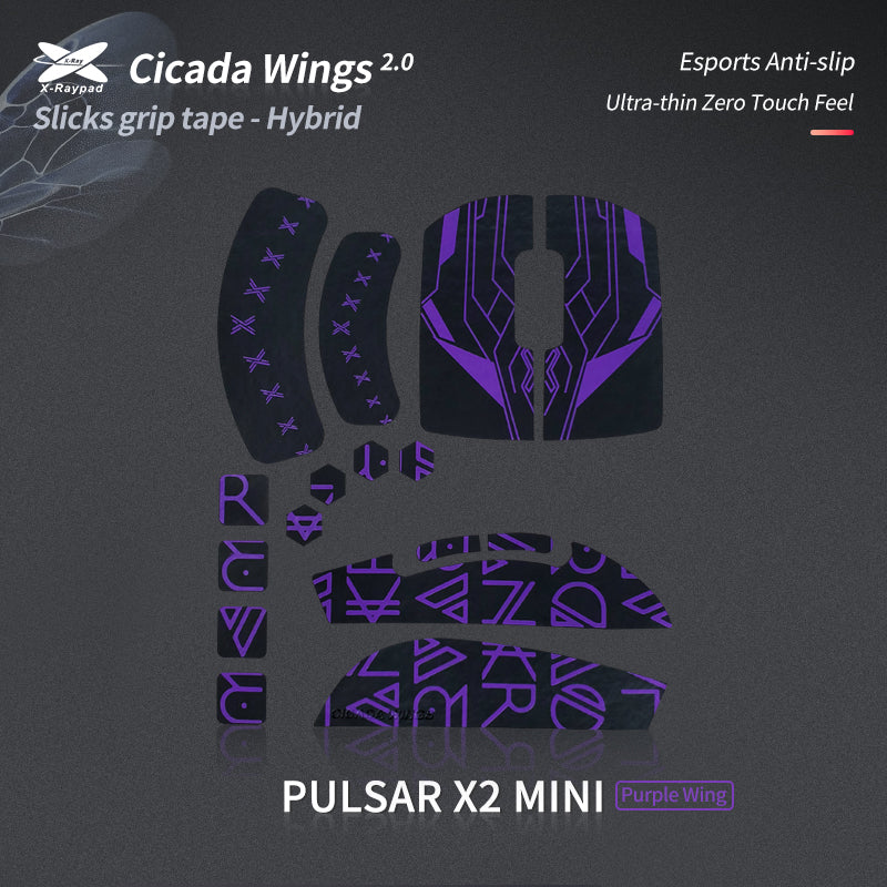 Cicada Wings 2.0 Grips - Pulsar X2 Mini / X2V2 Mini (Pre-cut)