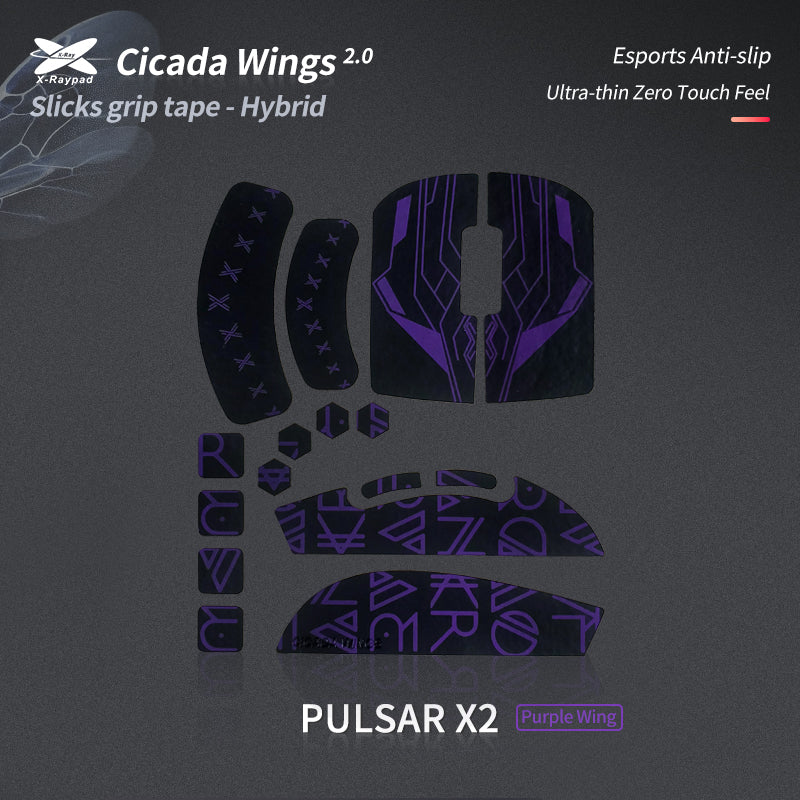 Cicada Wings 2.0 Grips - Pulsar X2 / X2V2 (Pre-cut)