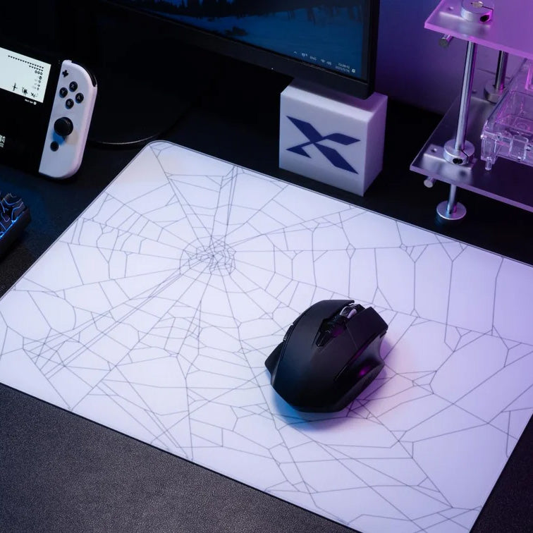 [Spider Web] Tempered Space Glass Pad [White]