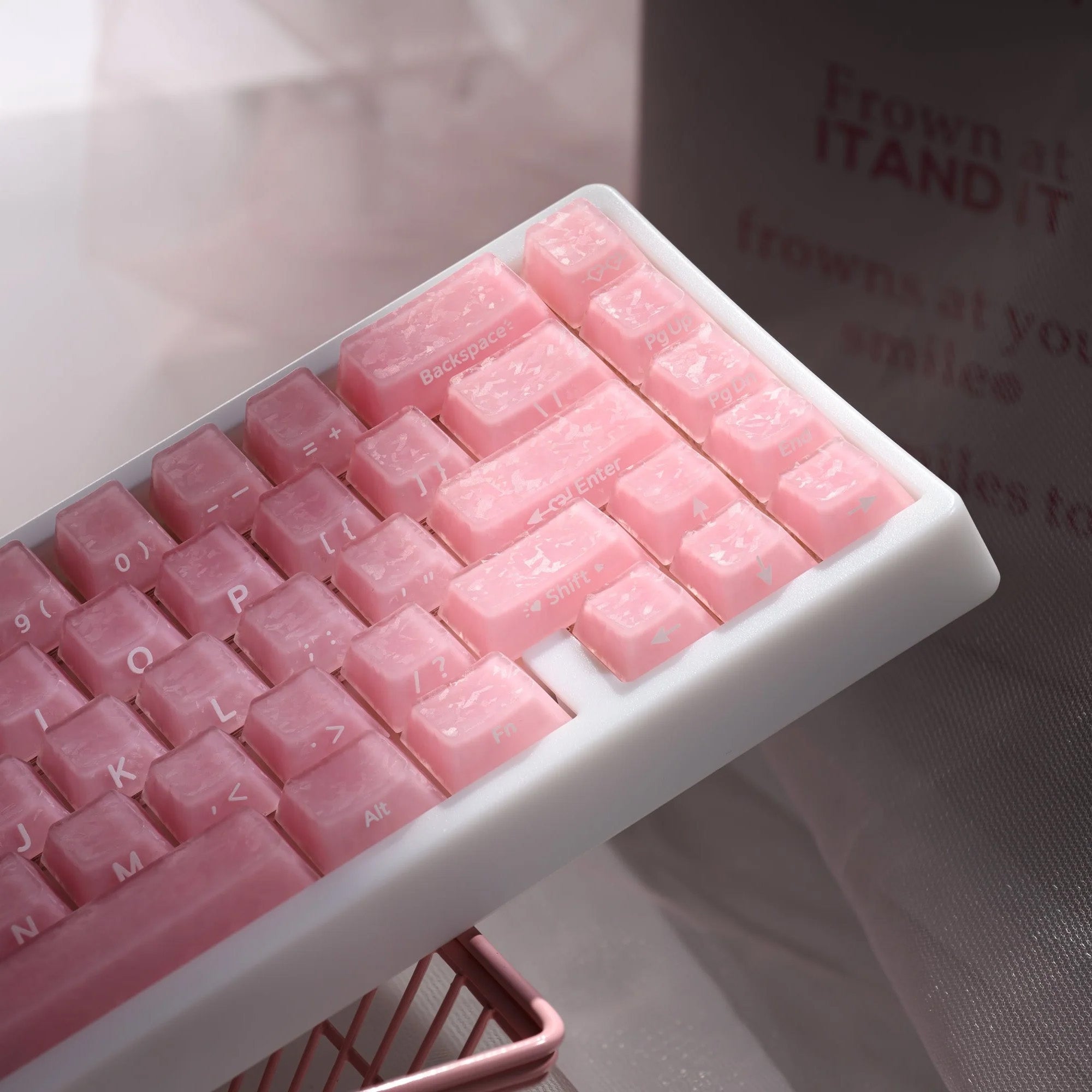 Jelly Forged Carbon Textured 126 Keycap Set [Pink]