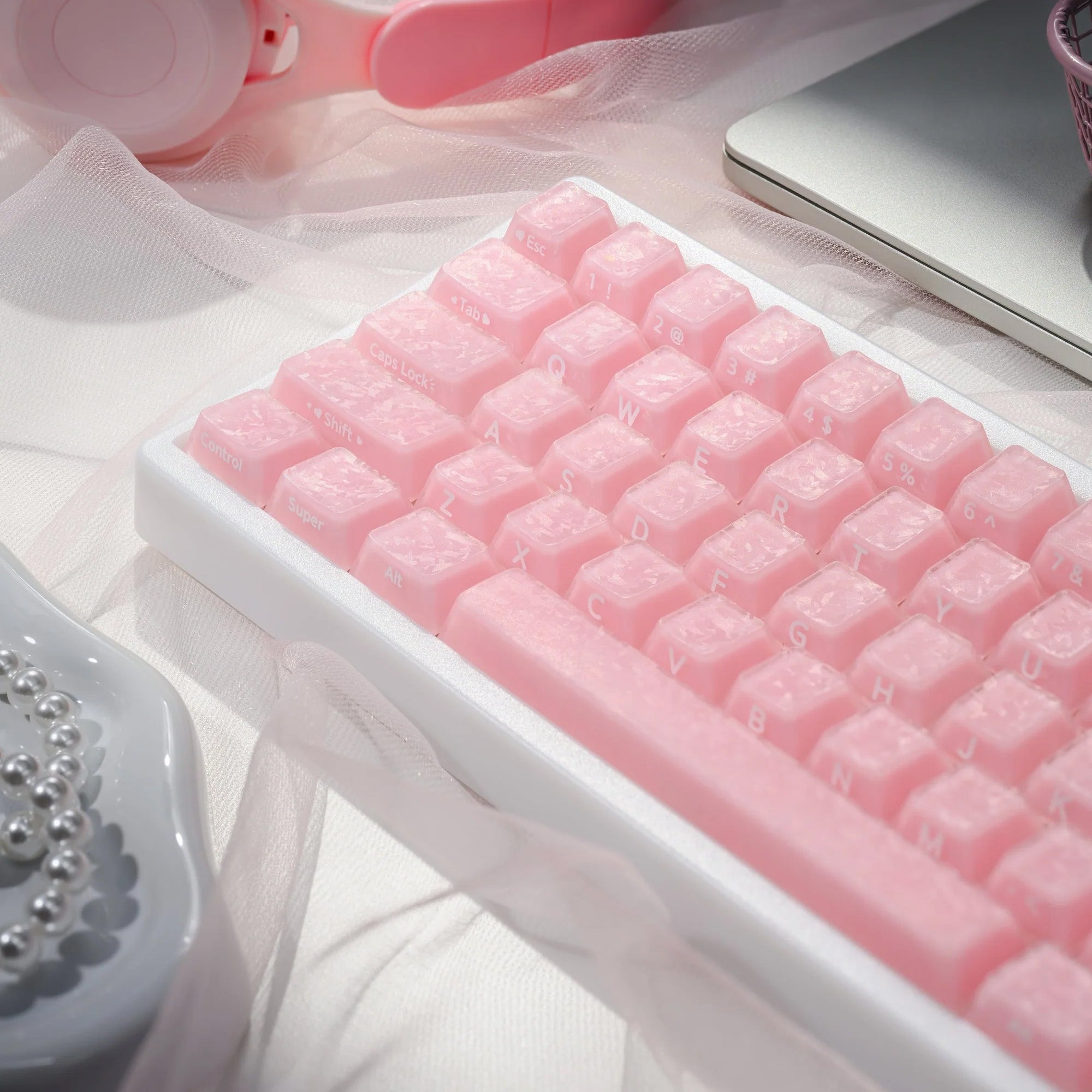 Jelly Forged Carbon Textured 126 Keycap Set [Pink]
