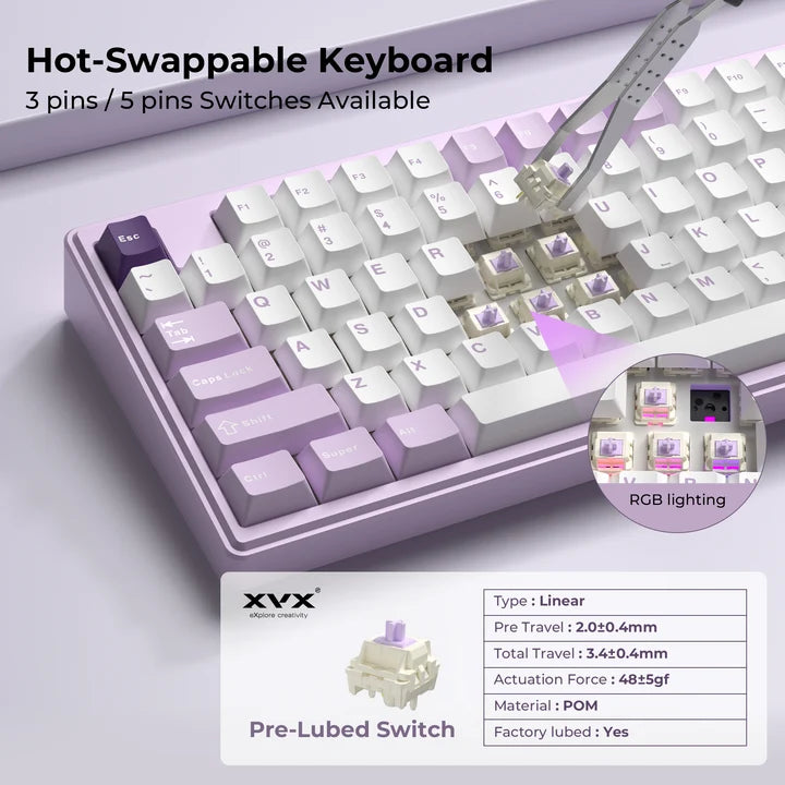 K75 Pro 75% CNC Aluminum Wireless Gasket Mechanical Keyboard [Powder Blue]