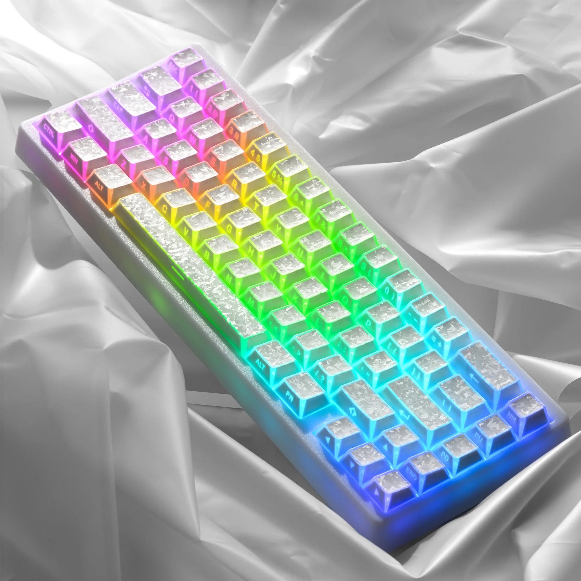 PRISM Forged Carbon Shine-Through 136-Key PBT Keycap Set